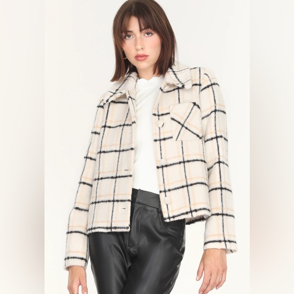 Diona Shearling Collar Plaid Shacket size S - Picture 7 of 7